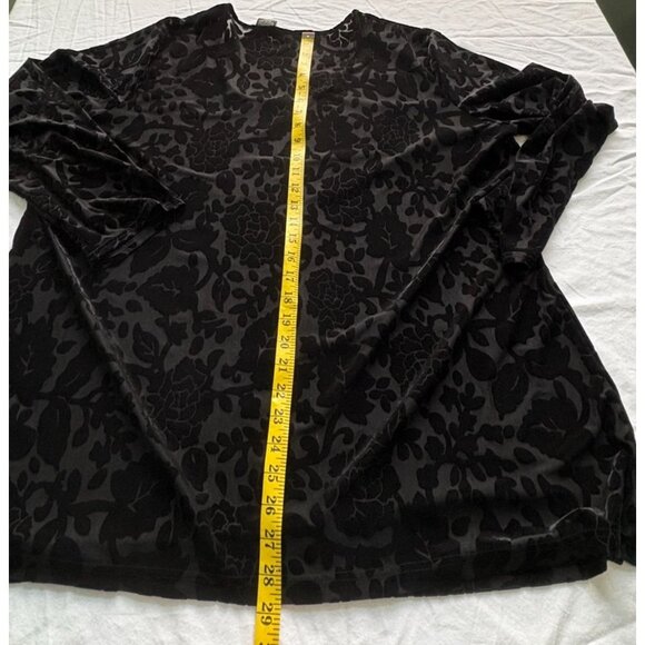 Apostrophe Womens Black Floral Sheer Top Plus Size 24-26W Velvet Detail - Picture 5 of 10